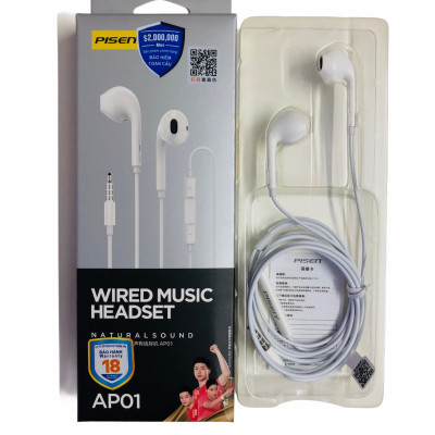Tai nghe Pisen EarPhone AP01 (3.5mm, 1.2m, TPE )  ngẫu nhiên _ Hàng chính hãng