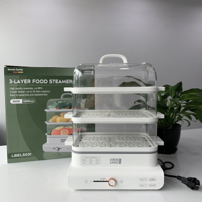 Nồi hấp điện đa năng LEBENLANG LBEL5031 nồi hấp 3 tầng, siêu tiện lợi, dung tích 18L, công suất 900W - hàng chính hãng