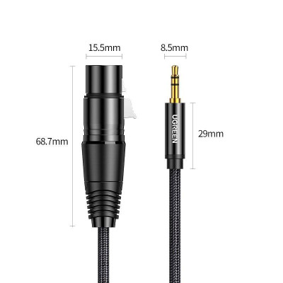 Ugreen UG20763AV182TK 1M Màu đen Cáp âm thanh 3.5 sang Xlr - HÀNG CHÍNH HÃNG