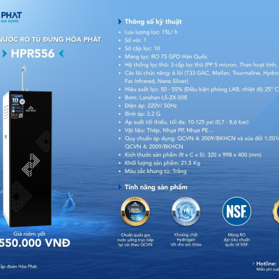  Máy lọc nước RO Hòa Phát HPR556 - Bảo hành 36 tháng - Hàng chính hãng