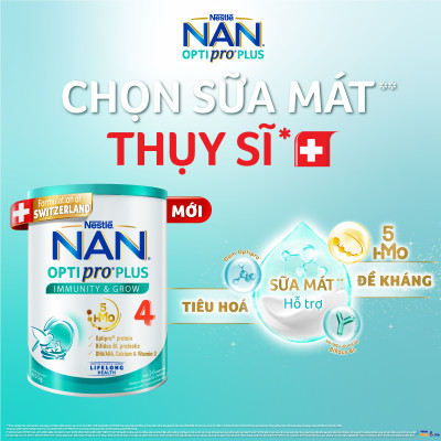 Bộ 3 Lon Sữa bột Nestlé NAN OPTIPRO PLUS 4 1500g/lon Giúp tiêu hóa tốt + Tăng cường đề kháng (2 - 6 tuổi) - Tặng Nồi lẩu điện A2