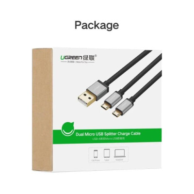 Ugreen UG30572US196TK 1M màu xanh Dây USB 2.0 sang micro USB + Type-C - HÀNG CHÍNH HÃNG
