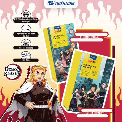 Hộp Bút Lông 48/60 Màu Thiên Long Fiber Pen Washable - Phiên bản Demon Slayer