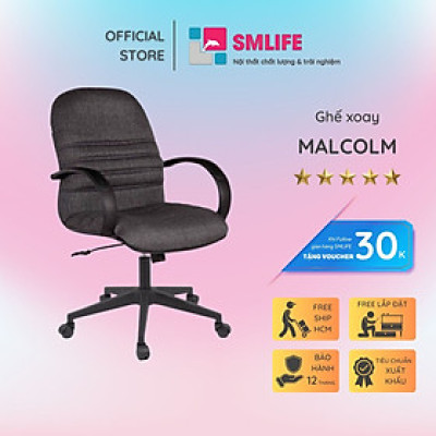 Ghế xoay văn phòng lưng trung bọc vải SMLIFE Malcolm