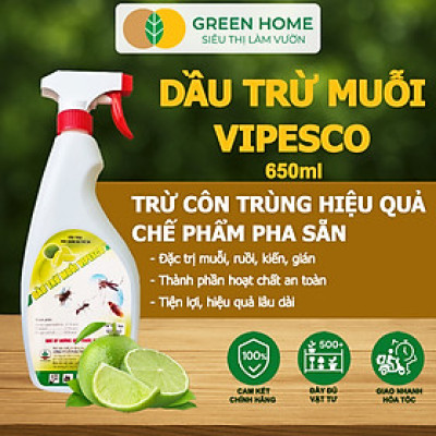 Dầu Trừ Muỗi Vipesco GreenHome, Chai 650Ml, Đặc Trị Muỗi, Kiến, Gián Nhanh Chóng, Hiệu Quả Và An Toàn