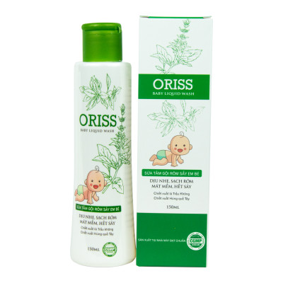 Sữa tắm gội hằng ngày cho bé dịu nhẹ không cay mắt hỗ trợ trị rôm sẩy Oriss Baby (chai 150ml)
