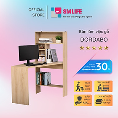 Bàn làm việc liền tủ tại nhà bằng gỗ đẹp SMLIFE Dordabo