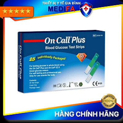 Hộp 25 Que Thử Đường Huyết On Call Plus Có Túi Thiếc Đựng Riêng Từng Test, Chính hãng ACON
