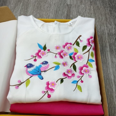 Áo Dài Thêu Truyền Thống Lụa Tô Châu Cao Cấp - Áo Dài Mian ( hình thật )