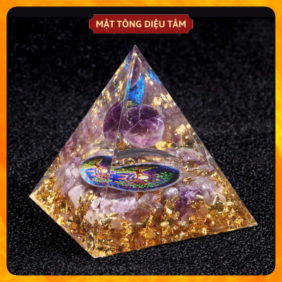 Kim Tự Tháp Thạch Anh Luân Xa Pha Lê Chakra Resin Tự Nhiên Trang Trí Phòng Thiền phong thủy thu năng lượng tốt Orgonite quà tặng