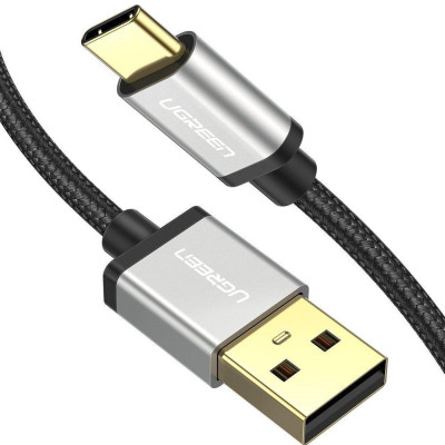 Ugreen UG60481US174TK 0.5M màu đen cáp USB type C hỗ trợ sạc nhanh đầu mạ vàng 24k - HÀNG CHÍNH HÃNG