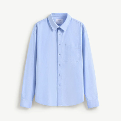 Áo sơ mi nam tay dài oxford trơn xanh nhạt form loose - RT 10F24SHL008 | ROUTINE CÀ MAU