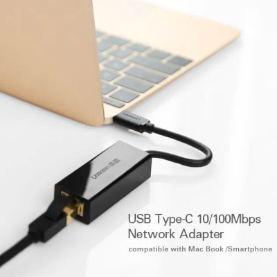 Ugreen UG3028730287TK Màu Đen Cáp chuyển đổi TYPE C sang LAN - HÀNG CHÍNH HÃNG