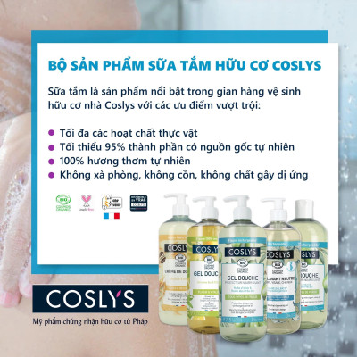 Sữa tắm hữu cơ dạng Gel dành cho da mỏng nhạy cảm 1L - Coslys