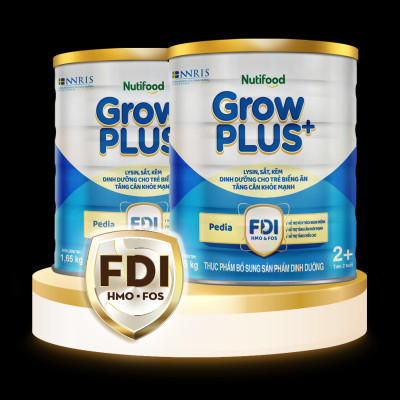 Sữa Bột GrowPLUS+ Biếng Ăn (Xanh) cho trẻ tăng cân khoẻ mạnh 2+ Lon 1,65KG