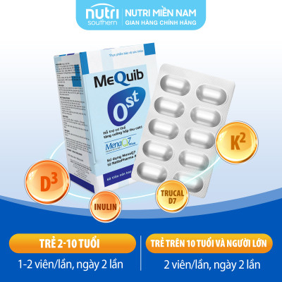 Vitamin D3 K2 MK7 MenaQ7 Và Canxi MEQUIB OST - Hỗ Trợ Tăng Cường Hấp Thu Canxi, Tăng Trưởng Chiều Cao và Phòng chống loãng xương (hộp 60 viên)