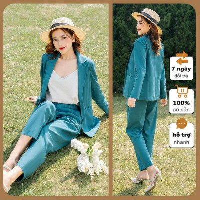 Set bộ siêu hot: áo blazer+quần dài, nhẹ nhàng, tiểu thư, sanh chảnh BV02