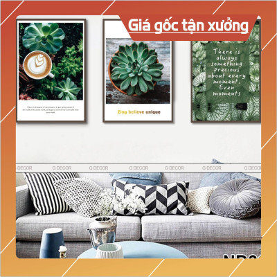 Bộ tranh treo tường phong thủy trang trí nội thất hình lá cây nhiệt đới đẹp và giá gốc tại xưởng