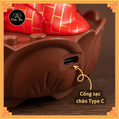 Tượng chú tiểu tụng kinh gõ mõ sạc pin type C có nhạc có đèn trang trí xe hơi, phong thủy, bàn làm việc đồ thờ cúng shop Diệu Tâm -chú tiểu có nhạc