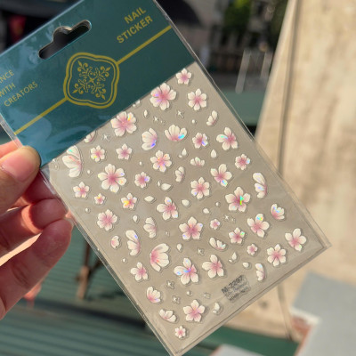 Sticker 5D Hình Cánh Hoa Phản Quang 4846 Bông Hoa Cực Quang Hồng M2297 Dán Móng Làm Nail Siêu Xinh, Hình Dán Móng Hoa Nổi Tự Dính Tiện Lợi
