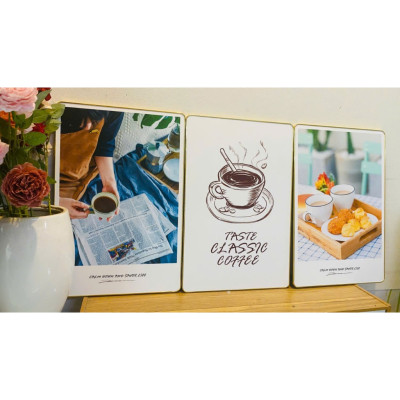 Tranh treo tường trang trí decor quán cà phê tranh ly cà phê 4 có khung tặng kèm đinh treo