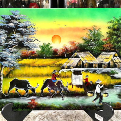 Tranh sơn mài - ĐỒNG QUÊ VIỆT NAM - Size 40x60 cm