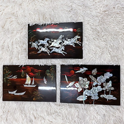 Tranh sơn mài cẩn ốc xà cừ cao cấp, ốc chìm, hàng xuất khẩu size 20x30 cm treo tường, trang trí làm quà tặng,...