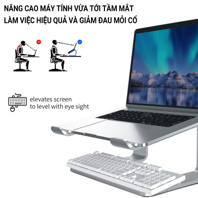 Giá Đỡ Máy Tính Laptop Macbook Besti BTY01 Hợp Kim Nhôm Cao Cấp Giúp Tản Nhiệt Có Thể Tháo Rời - Hàng Chính Hãng 