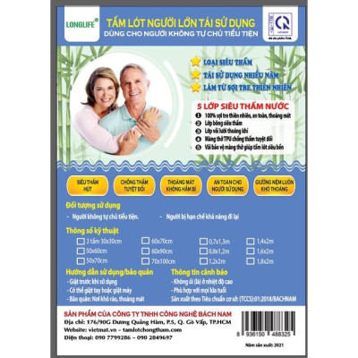 Tấm lót chống thấm cho người già Longlife size 60x90cm