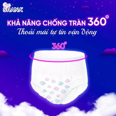 Combo 16 gói Băng Vệ Sinh Quần Peppy Shana Ngày Đêm Siêu Thấm, Freesize, Chống Tràn Tối Đa, Tiết Kiệm (32 miếng)