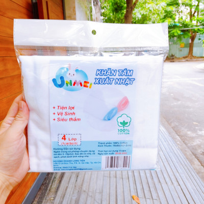 Khăn Tắm Xô Unmei  100% Cotton 4 Lớp Kích Thước 75x80 - Giao Viền Ngẫu Nhiên