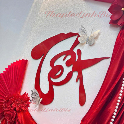 Set Trang Trí Tết, Đồ Decor Tết 2025 Chữ Tết Alu Đỏ Kèm Vải Nhung Và Hoa Chúc Mừng Năm Mới - HÀNG CHÍNH HÃNG MINIIN