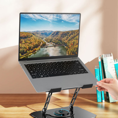 Kệ đỡ giá đỡ đế tản nhiệt cho laptop, máy tính hợp kim nhôm gấp gọn xoay 360 độ nhiều nấc độ cao K2 - Hàng chính hãng