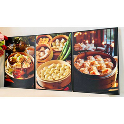 Tranh treo tường tráng gương dimsum trang trí quán ăn ,nhà hàng(kèm đinh 3 chân)