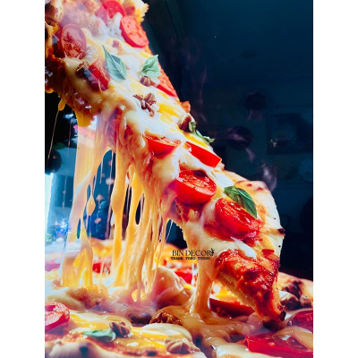 (ẢNH THẬT) Tranh treo tường pizza trang trí decor quán bo viền kèm đinh treo