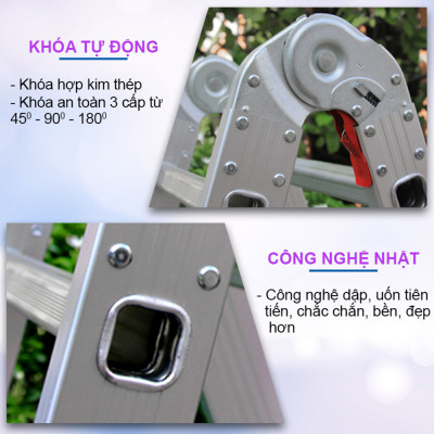 Thang nhôm gấp 4 khúc NIK44A & NIK44