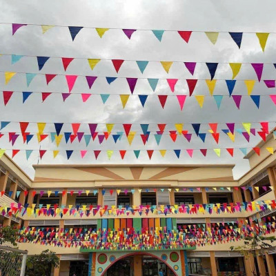 Cờ Đuôi Nheo Trang Trí Ngoài Trời - Dài 10m 30 Lá , Cờ Dây Tam GIác Chất Liệu Polyester, Sử Dụng Lâu Dài, Tái Sử Dụng - HÀNG CHÍNH HÃNG MINIIN