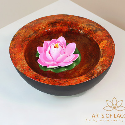 Bát Sơn Mài Thả Hoa Tròn