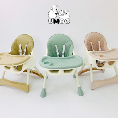 Ghế ăn dặm Umoo thiết kế Hàn Quốc 3 nấc điều chỉnh độ cao, chịu lực 50 kg, đai đa điểm an toàn cho bé