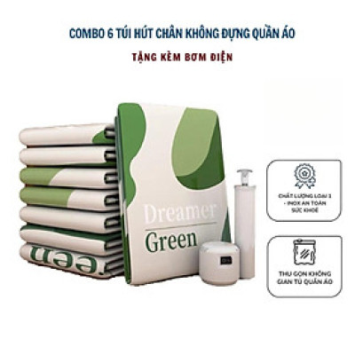 Combo 6 Túi Hút Chân Không Đựng Chăn Màn, Quần Áo, Chống Ẩm Mốc Bụi, Bảo Quản Quần Áo Chăn Gối Mền - TẶNG KÈM BƠM ĐIỆN