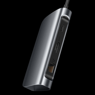 Ugreen UG50771CM212TK Bộ chuyển đổi TYPE C sang 2 USB 3.0 + HDMI + LAN + hỗ trợ nguồn TYPE C - HÀNG CHÍNH HÃNG