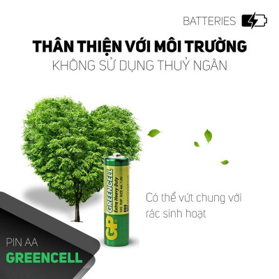 Vỉ 2 Pin Tiểu GP Greencell Extra Heavy Duty AA 1.5V - GP 15G-2U2