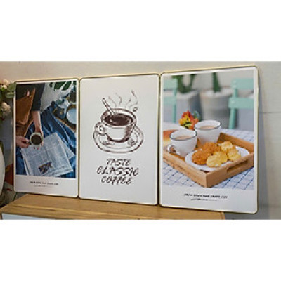 Tranh treo tường trang trí decor quán cà phê tranh ly cà phê 4 có khung tặng kèm đinh treo