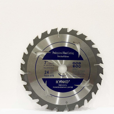 LƯỠI CƯA GỖ TCT CHUYÊN NGHIỆP 24 RĂNG đường kính phi Ø 180mm KYNKO WGZ180024PT20