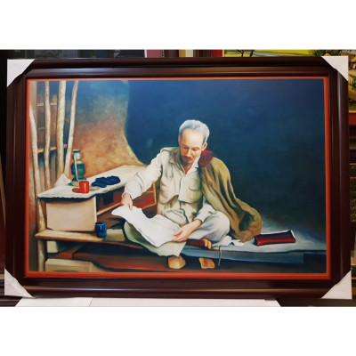 TRANH IN DẦU -BÁC HỒ Ở PẮC PÓ -CAO BẰNG