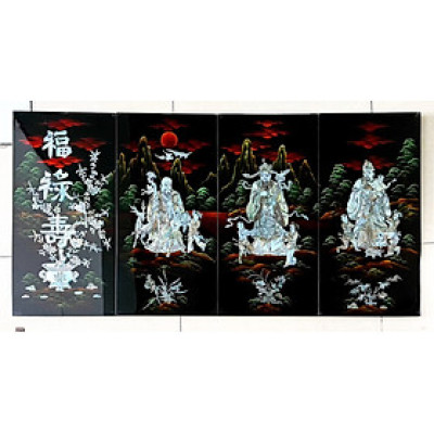 Hàng loại 1- Tranh sơn mài bộ 4 tấm Phúc Lộc Thọ 60x120 cm cẩn ốc chìm đẹp trang trí, làm quà tặng ý nghĩa