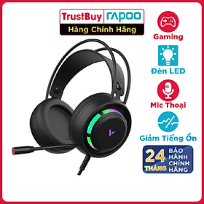 Tai Nghe Gaming Chụp Tai RAPOO VH360 Đèn LED RGB, Chống Ồn, Dây Cắm USB Dài 2M - Hàng Chính Hãng