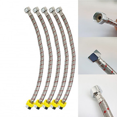 Bộ 5 dây cấp nước lạnh inox SUS 304 Cao Cấp_ dây cấp nước 4 tấc_ dây cấp 40cm_ dây cấp cho lavabo_dây cấp vòi rửa chén_dây cấp nước bồn cầu toilet