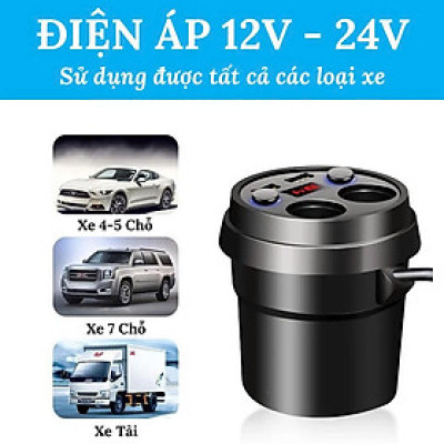 (Hàng Xịn) Bộ Chia Tẩu Sạc Ô Tô X25 Cao Cấp – 2 Cổng 12V-24V, 250W, 3.1A Có Hiển Thị Điện Áp Sang Trọng