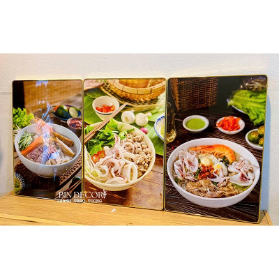 (ẢNH THẬT) Tranh treo tường trang trí decor quán ăn hủ tiếu mực có sẵn khung kèm đinh treo